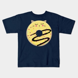 Sleeping Yellow Blushing Cat donut Kids T-Shirt